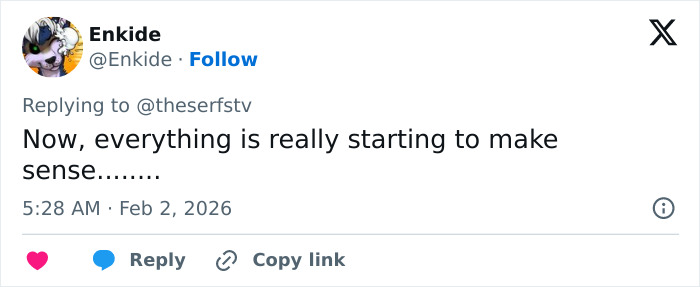 Tweet from user Enkide expressing that everything is starting to make sense amid Epstein doc outrage from Harry Potter fans.