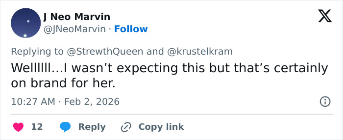 Screenshot of a social media reply expressing surprise related to the Epstein documentary and Harry Potter fans’ reaction to JK Rowling.