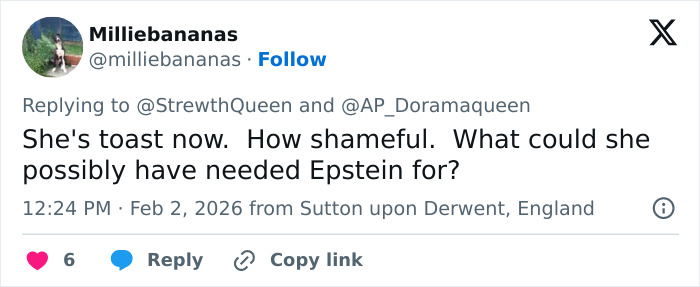 Twitter user reacting to Epstein documentary with anger mentioning Harry Potter fans upset with JK Rowling.