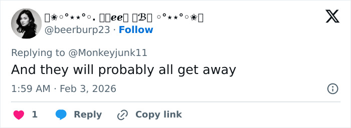 Profile photo of a woman tweeting about Dalai Lama breaking silence amid Epstein files controversy.