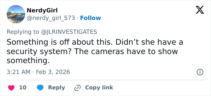 Screenshot of a Twitter reply discussing a security system and cameras related to a hostage negotiator theory.