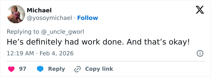 Tweet visible on a smartphone screen discussing Bad Bunny's immaculate transformation going viral after his Grammy win.