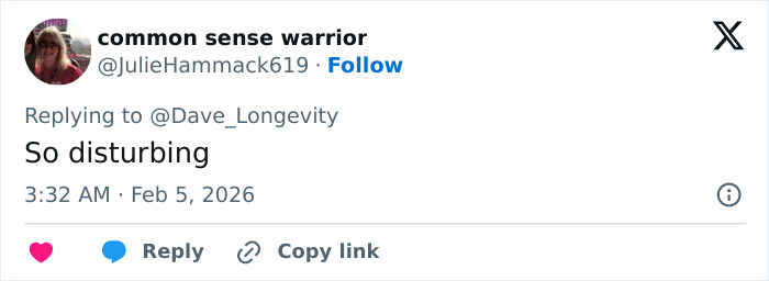 Screenshot of a social media reply expressing shock over new files revealing Epstein obsession with ex-girlfriend&rsquo;s daughter.