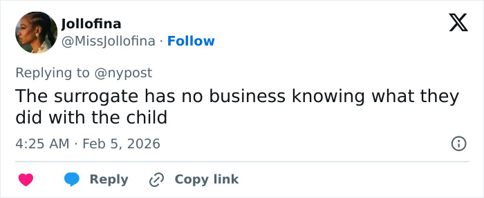 Screenshot of a tweet discussing a surrogate suing a couple after learning they already had 21 kids.