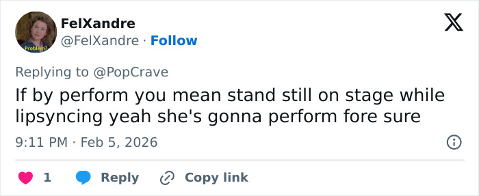 Tweet criticizing Mariah Carey's opening ceremony performance at the 2026 Winter Games for lipsyncing.