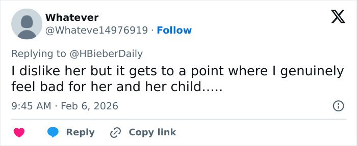 Tweet expressing sympathy for a woman and her child amid controversy involving Justin Bieber at the Grammys.