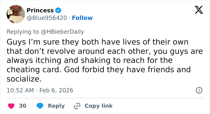 Tweet expressing opinion on Justin and Hailey Bieber's Super Bowl tense moment decoded by lip reader.