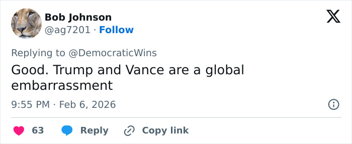Tweet by Bob Johnson criticizing JD Vance, highlighting public reaction at the Winter Olympics inauguration ceremony.
