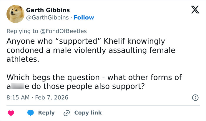 Tweet discussing controversy surrounding Imane Khelif and the admission of having the Y chromosome gene.