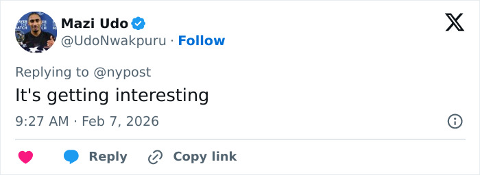 Tweet by Mazi Udo about neighbor of Nancy Guthrie sharing crucial info that triggered police roof search, posted on Feb 7, 2026.