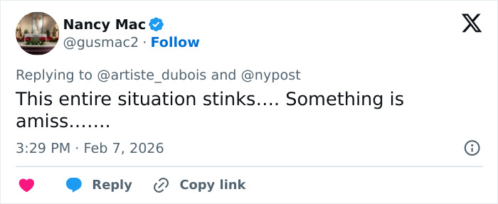 Tweet by Nancy Mac mentioning suspicion, linked to neighbor of Nancy Guthrie sharing crucial information prompting police roof search.