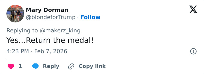 Tweet from Mary Dorman reacting to a controversy about Imane Khelif admitting to having a Y chromosome gene.