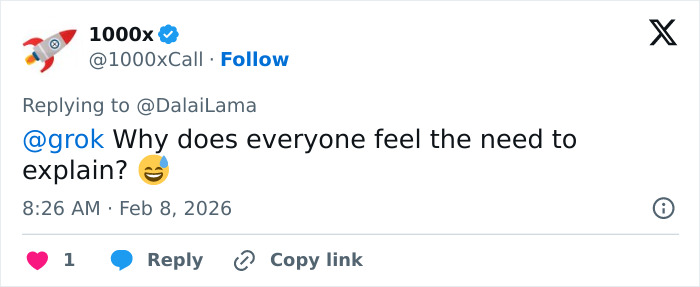 Screenshot of a social media reply mentioning the Dalai Lama in the context of Epstein files controversy.