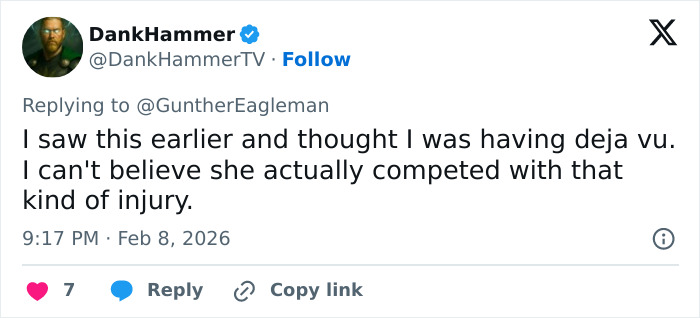 Screenshot of a tweet discussing Olympian Lindsey Vonn&rsquo;s major update after a horrific crash with a severe injury risk.