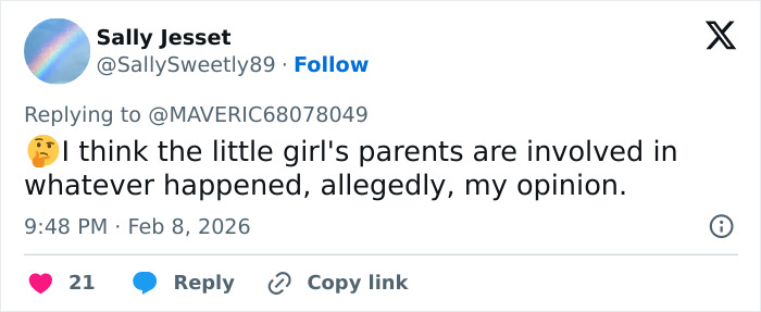 Screenshot of a social media reply commenting on Madeleine McCann abductor sketch and Ghislaine Maxwell comparison debate. Screenshot of a social media reply commenting on Madeleine McCann abductor sketch and Ghislaine Maxwell comparison debate.