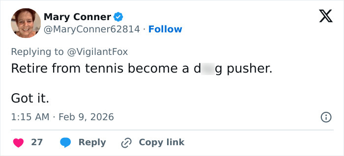 Tweet criticizing Serena Williams over a Super Bowl ad and her controversial weight loss transformation.