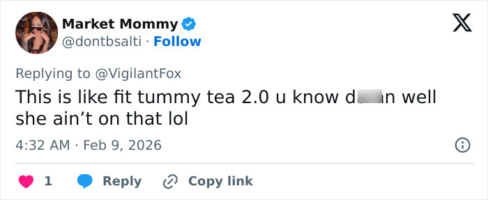 Screenshot of a social media comment reacting to Serena Williams&rsquo; controversial weight loss and Super Bowl ad.