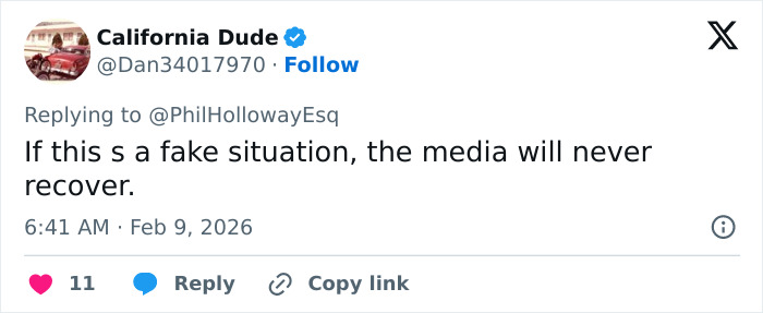 Screenshot of a tweet discussing the FBI's new revelations about Nancy Guthrie's disappearance and media impact.