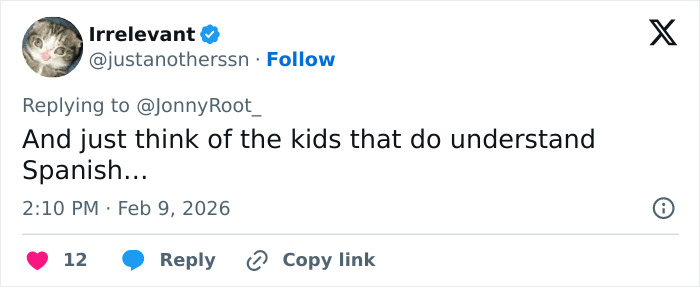 Screenshot of a Twitter reply about fans translating Bad Bunny's explicit lyrics after the Super Bowl debate.