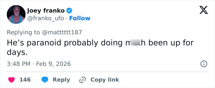 Social media post discussing fearful Bad Bunny exiting Super Bowl with mentions of paranoia and exhaustion.