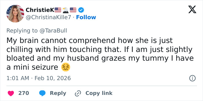 Twitter comment discussing reactions to a viral low-cut dress advertisement causing controversy online.