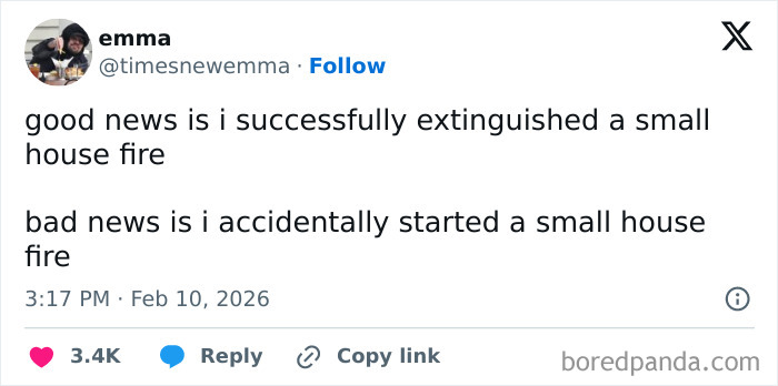 Humorous tweet from February showing a funny coping moment shared on X posts this February with chaotic and hilarious content.