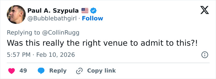 Tweet by Paul A. Szyplua reacting to Olympic medalist's shocking confession about cheating on girlfriend after medal victory.