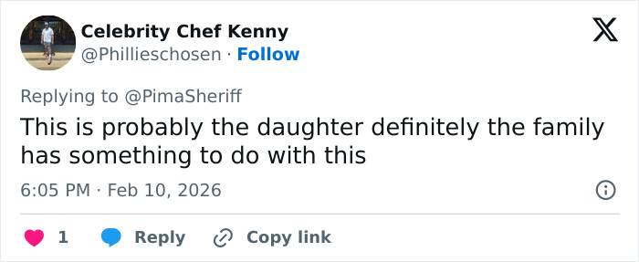 Screenshot of a Twitter post discussing the Nancy Guthrie suspect in the morning of her disappearance.