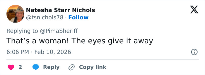 Image of a social media comment discussing the terrifying images of Nancy Guthrie suspect from the morning of her disappearance.