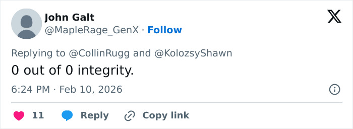 Tweet by user John Galt criticizing Olympic medalist's integrity after cheating confession, posted on social media platform.