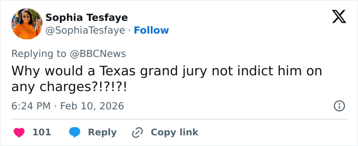Screenshot of a tweet questioning why a Texas grand jury won’t indict a dad who ended his daughter’s life after a Trump argument.