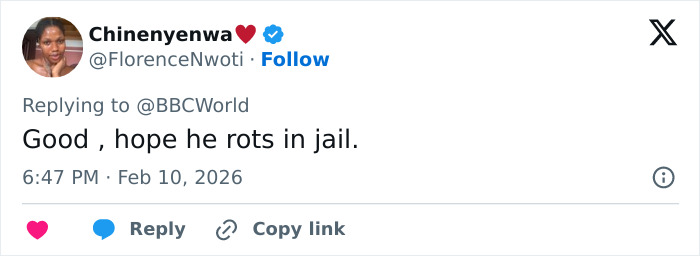 Tweet from user FlorenceNwoti displayed on social media, expressing anger about teacher accused of crimes against victims.