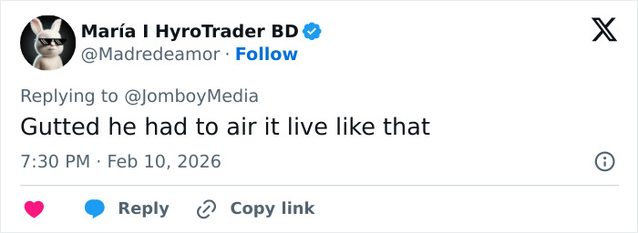 Tweet on social media expressing sadness about an Olympic medalist&rsquo;s shocking confession of cheating after victory.