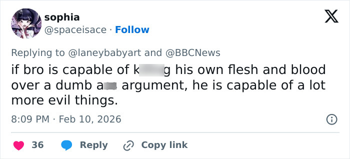 Screenshot of a social media reply discussing a dad who ended his daughter’s life after a Trump argument.