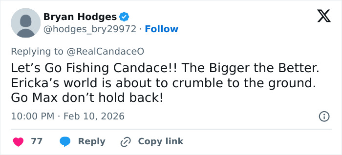 Social media post mentioning Candace Owens calling for police to question Erika Kirk amid controversy.