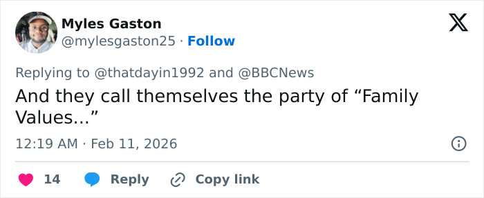 Screenshot of a tweet criticizing family values in response to a legal expert on a father's case after a Trump argument.