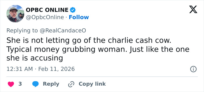 Screenshot of a tweet responding to Candace Owens with criticism, related to police questioning Erika Kirk.