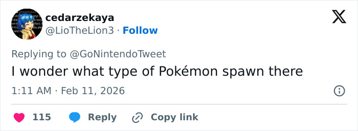 Tweet from user cedarzekaya asking what type of Pok&eacute;mon spawned at a controversial location involving mobile game players.