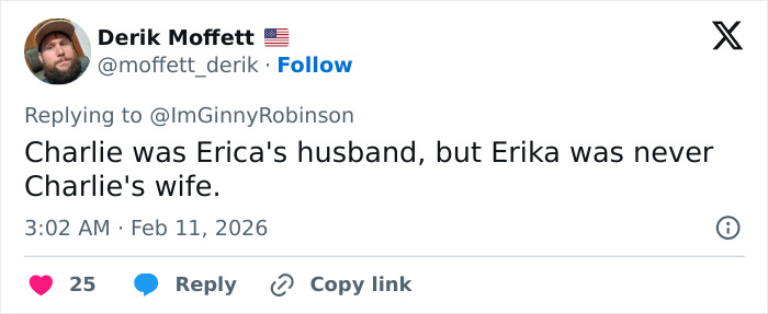 Social media post discussing Erika Kirk's relationship with Charlie amid office changes fans noticed.