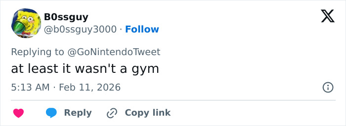 Tweet by user B0ssguy replying to @GoNintendoTweet with comment about a gym, related to mobile game players catching Pok&eacute;mon on Epstein Island.