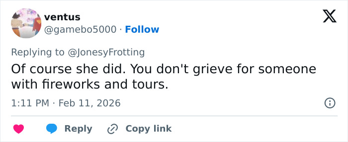 Social media reply discussing Erika Kirk's relationship with Charlie and changes in his office noticed by fans.