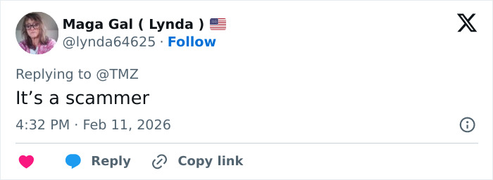 User profile photo of a woman replying to a tweet stating it&rsquo;s a scammer, related to ransom note Bitcoin demand.