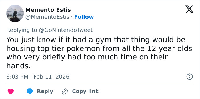 Tweet about mobile game players catching Pok&eacute;mon on Epstein Island, prompting company to remove the game.