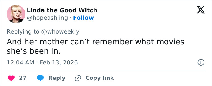 Tweet by Linda the Good Witch commenting on Gwyneth Paltrow's nepo baby Apple Martin's cosmetic procedures and career memories.