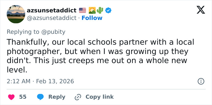Tweet discussing schools canceling picture day and expressing concern over disturbing Epstein files link related to picture day cancellations. Tweet discussing schools canceling picture day and expressing concern over disturbing Epstein files link related to picture day cancellations.