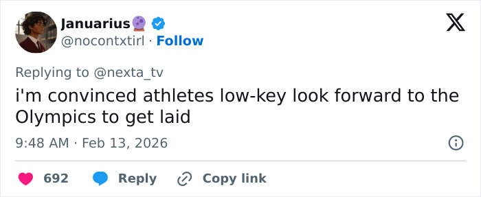 Screenshot of a tweet discussing Olympic Village turning wildly hot as athletes run out of rubbers in a few days.