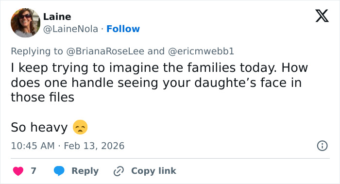 Tweet expressing sadness about families affected by disturbing Epstein files linked to schools canceling picture day nationwide. Tweet expressing sadness about families affected by disturbing Epstein files linked to schools canceling picture day nationwide.