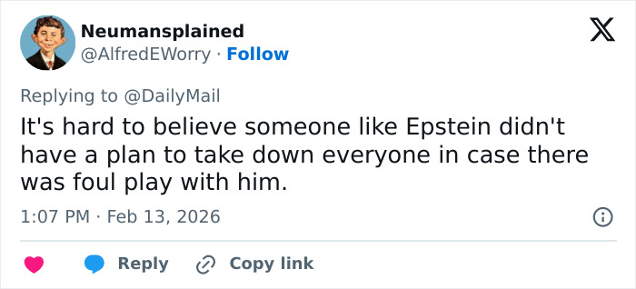Screenshot of a social media post discussing Jeffrey Epstein and claims from the doctor at his post mortem. Screenshot of a social media post discussing Jeffrey Epstein and claims from the doctor at his post mortem.
