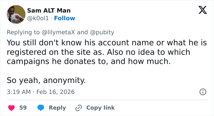 Tweet discussing anonymity in donations referencing The Big Bang Theory star Kunal Nayyar&rsquo;s GoFundMe revelation and public reaction.