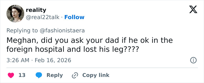 Screenshot of a tweet questioning Meghan Markle about her father's health, sparking Prince Harry NBA All-Star body language theories. Screenshot of a tweet questioning Meghan Markle about her father's health, sparking Prince Harry NBA All-Star body language theories.
